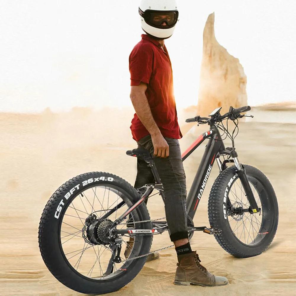 남성용 히든 배터리 전기 자전거, 산악 자전거 비치 스노우 바이크, YX90, 15AH, 1000W, 1000W, 48V, 모터 26 × 4.0, 팻 타이어